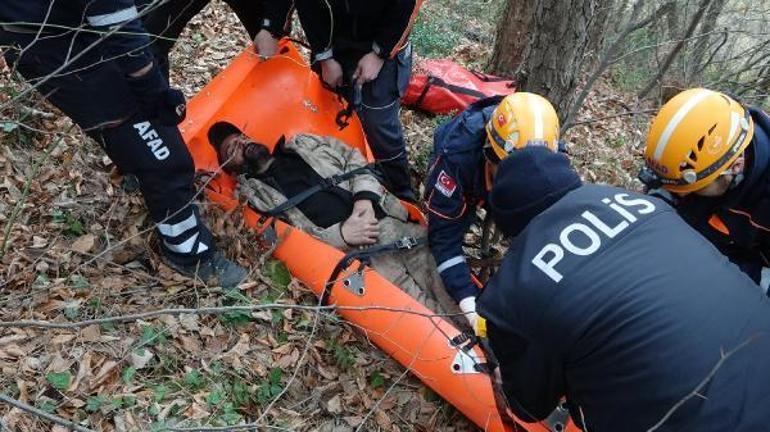 Ormanda mahsur kaldı, telefonla aradığı eşinin ihbarıyla kurtarıldı