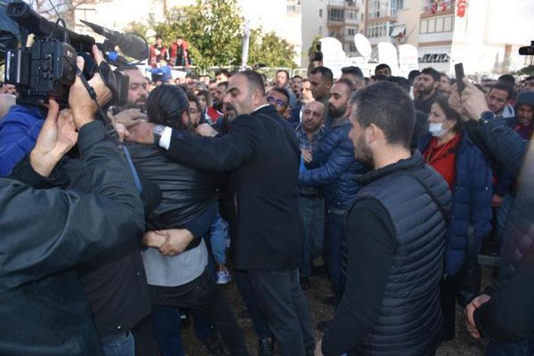 İzmirde Kılıçdaroğlunun korumalarıyla işçiler arasında arbede