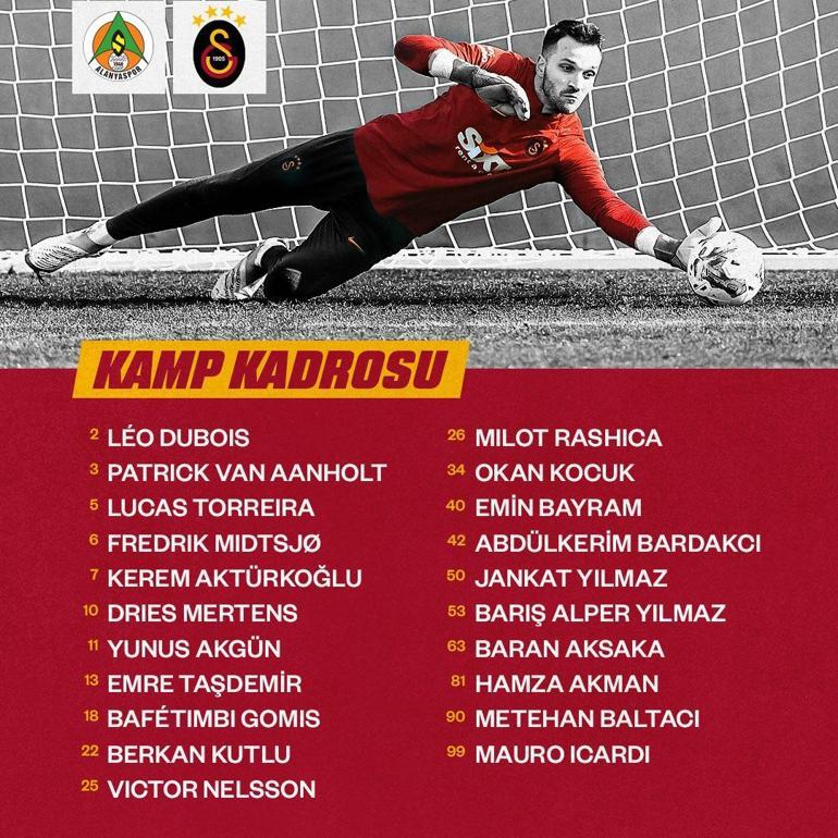 Galatasarayın Alanyaspor maçı kamp kadrosu açıklandı 8 eksik