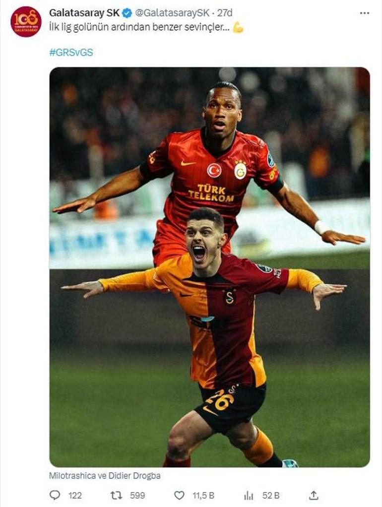 Galatasaraydan Didier Drogba paylaşımı