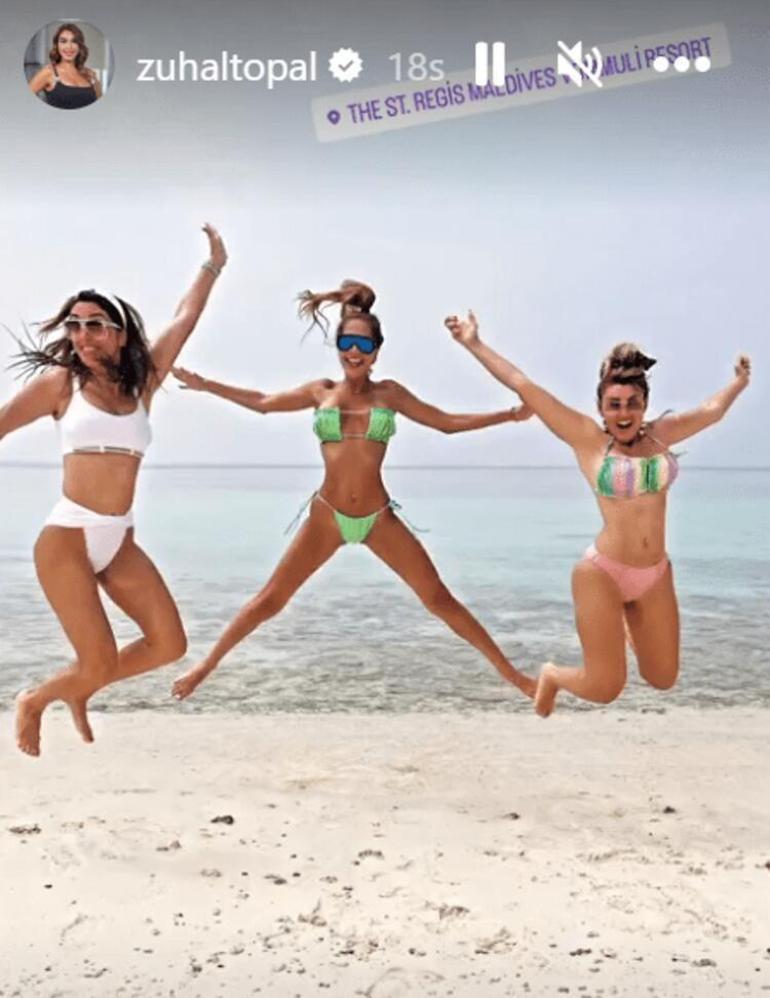 Zuhal Topal Maldivlerde bikinili poz verdi