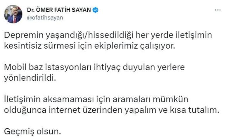 Deprem bölgesindeki vatandaşlara uyarı Aramaları mümkün olduğunca internet üzerinden yapalım ve kısa tutalım