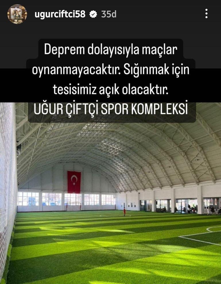 Alkışlar Uğur Çiftçiye Halı saha tesislerini depremzedelere açtı