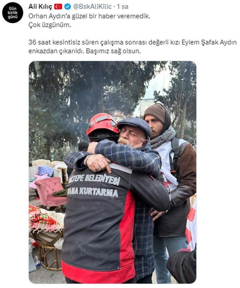 Orhan Aydının enkaz altında kalan kızı Eylemden acı haber