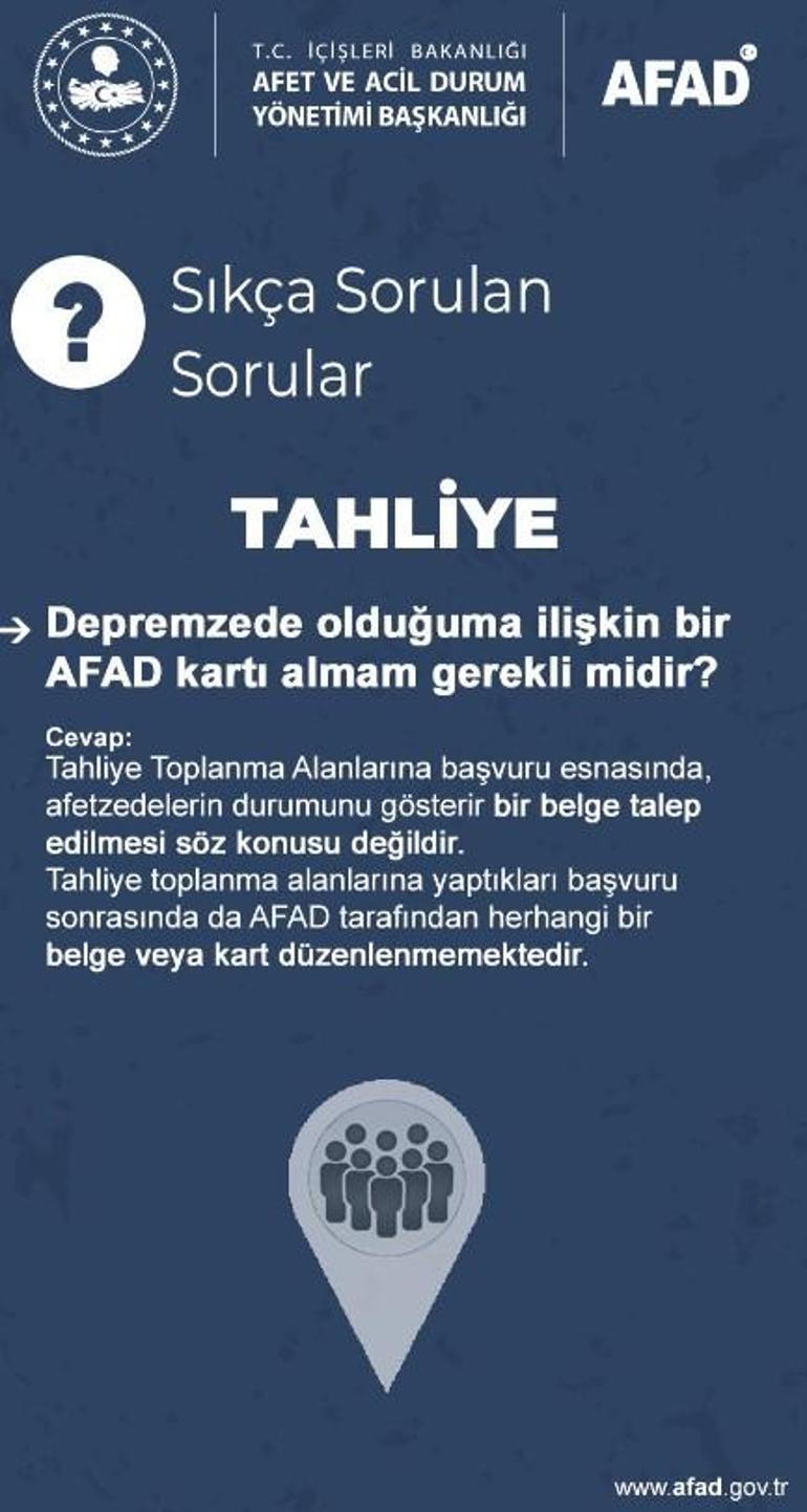 AFADdan deprem bölgesi için Sıkça sorulan sorular başlıklı paylaşım