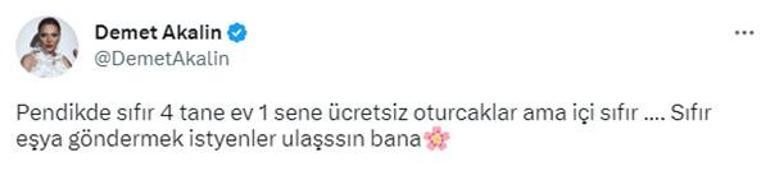 Demet Akalın dört dairesini depremzedelere açtı