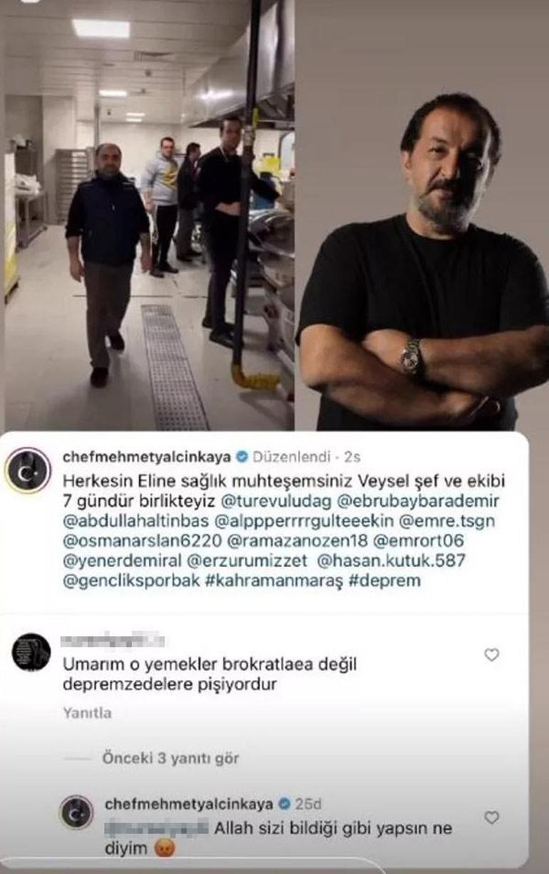 Deprem bölgesinde yemek yapan Mehmet Yalçınkayayı çileden çıkaran yorum