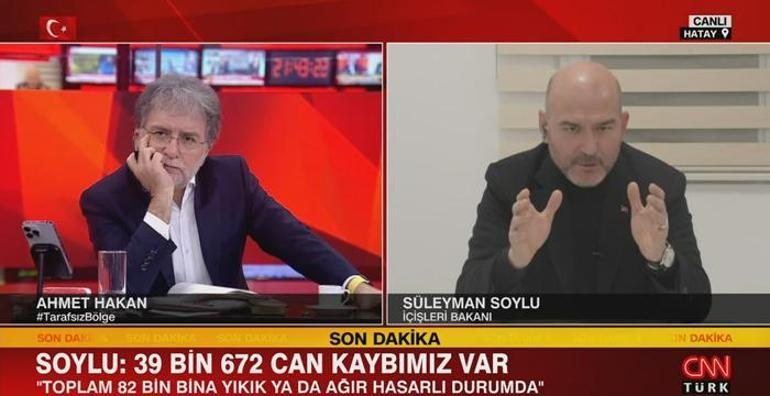 Bakan Soylu CNN Türkte son durumu açıkladı: 82 bin bina yıkık ya da ağır hasarlı