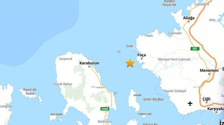 İzmir açıklarında 4.1 büyüklüğünde deprem