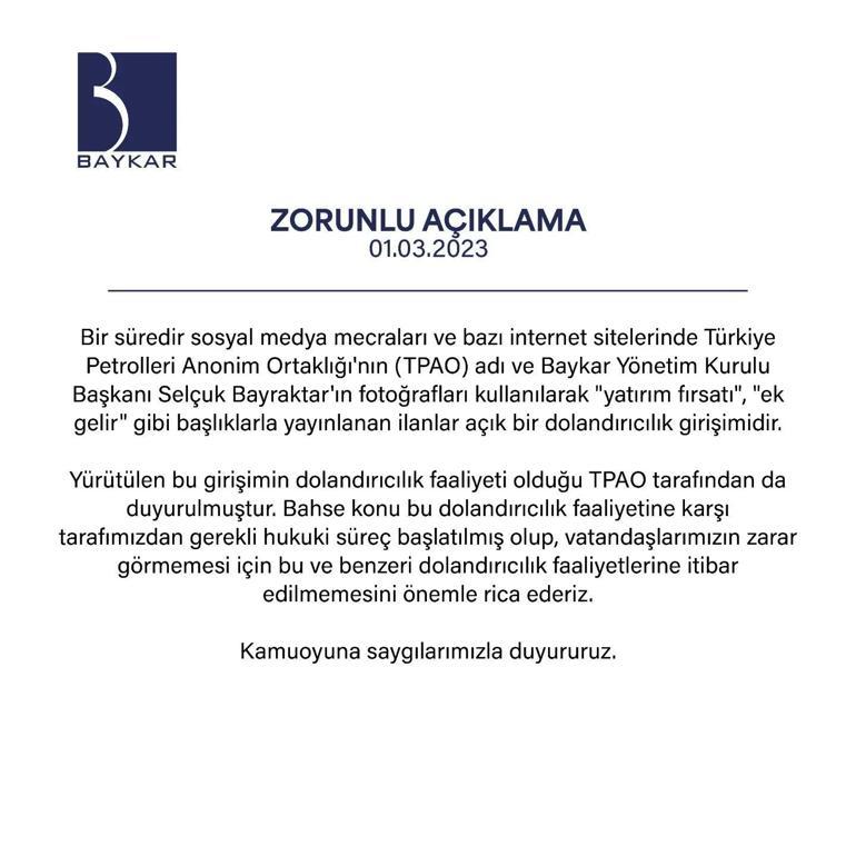 Baykardan vatandaşlara dolandırıcılık uyarısı