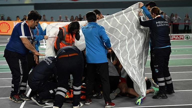 İstanbulda yürekler ağza geldi İspanyol atlet son engelde feci düştü