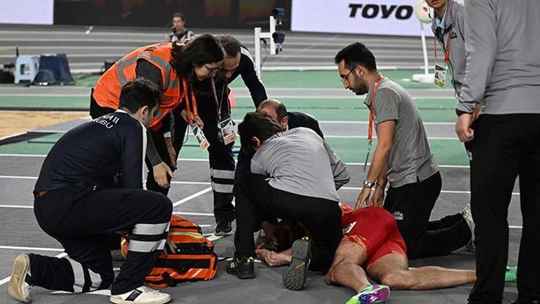 İstanbulda yürekler ağza geldi İspanyol atlet son engelde feci düştü