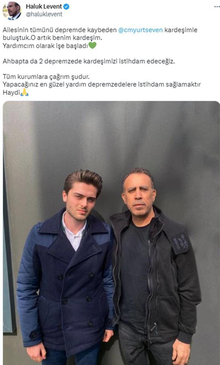 Haluk Levent depremde tüm ailesinin tümünü kaybeden genci işe aldı