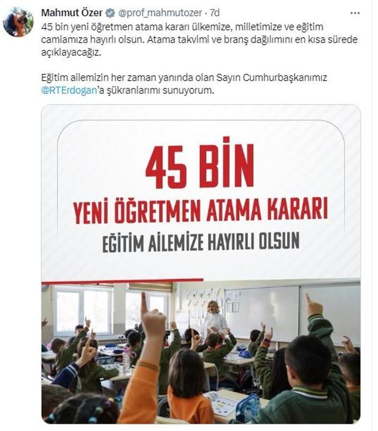 Cumhurbaşkanı Erdoğan duyurdu: 45 bin yeni öğretmen ataması yapacağız