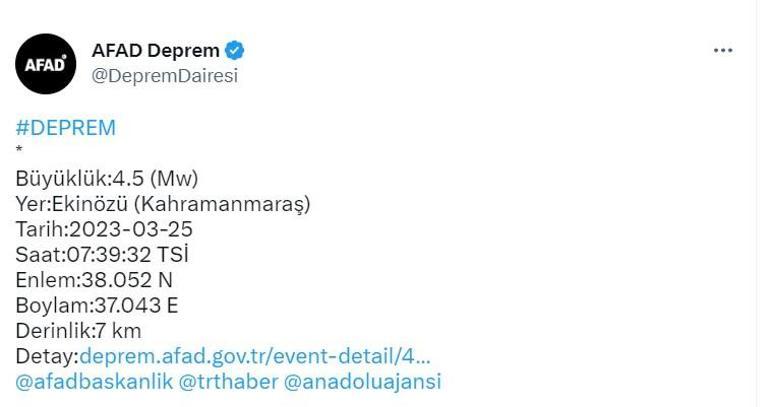 Son dakika... Kahramanmaraş’ta artçılar devam ediyor: 4.2 büyüklüğünde deprem
