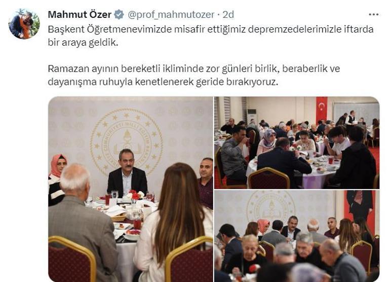 Bakan Özer, iftarda depremzedelerle bir araya geldi - Son Dakika ...