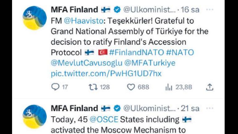 Finlandiya Türkçe teşekkür etti