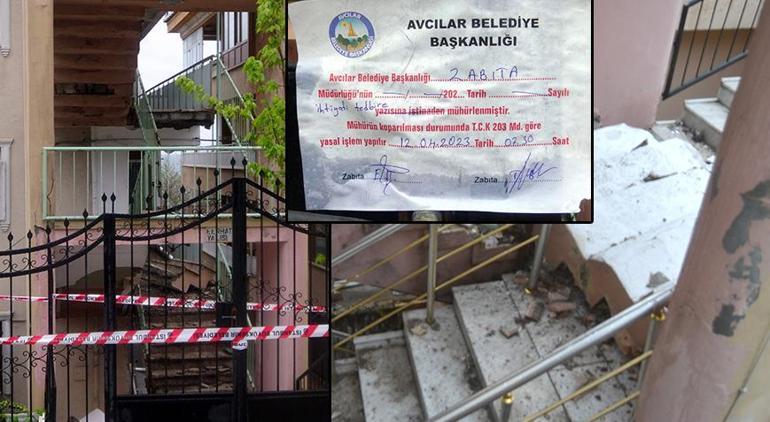 Avcılarda faciadan dönüldü Merdivenleri çöken 50 yıllık bina mühürlendi