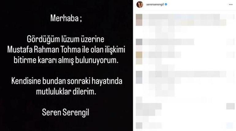 Seren Serengil ile Mustafa Rahman Tohma ayrıldı Sebebi ihanet mi