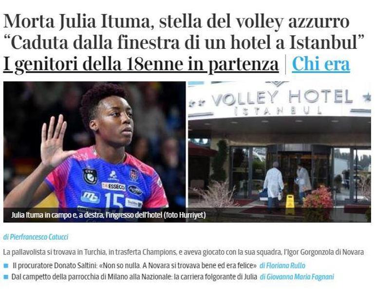 Julia Itumanın ölümü İtalyan basınında: Trajedi, dram, şok