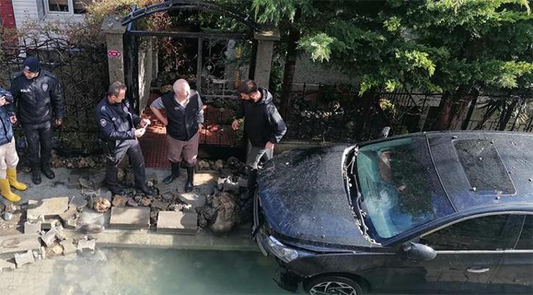 Trabzonda isale hattı patladı Araçlar hasar gördü