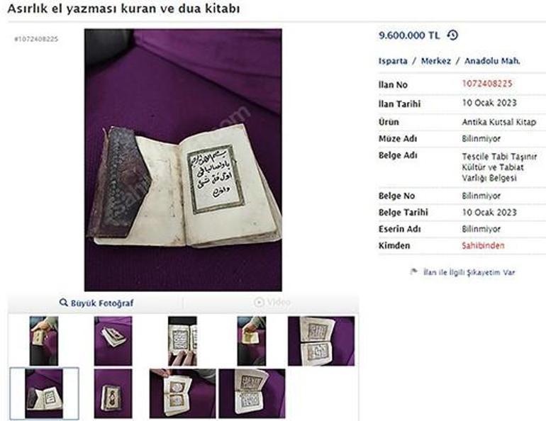 İnternette asırlık, el yazması Kuran-ı Kerim 9 milyon 600 bin lira