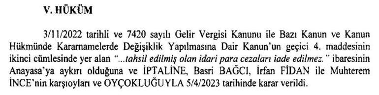 AYM kararı Resmi Gazetede: Pandemide kesilen cezalar iade edilecek