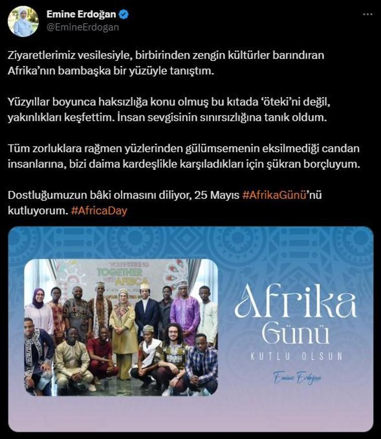 Emine Erdoğandan Afrika Günü paylaşımı