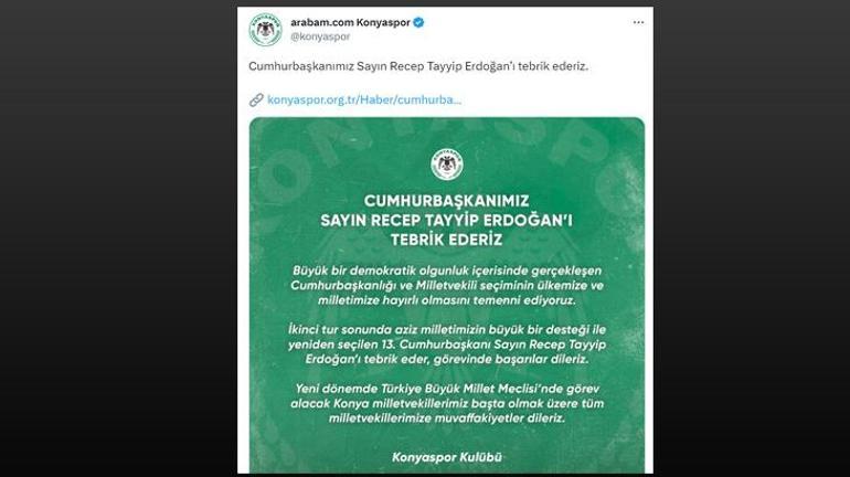 Spor camiasından Cumhurbaşkanı Erdoğana tebrik mesajları