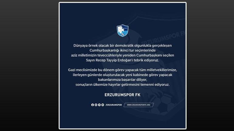 Spor camiasından Cumhurbaşkanı Erdoğana tebrik mesajları