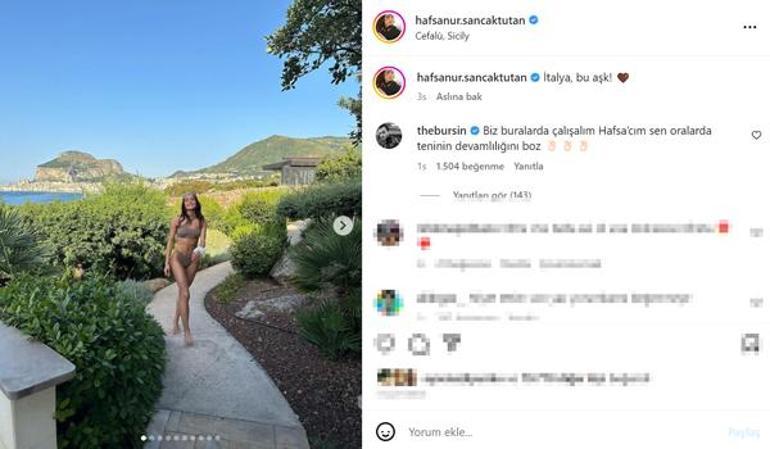 Hafsanur Sancaktutandan bikinili tatil kareleri Kerem Bürsin kayıtsız kalmadı