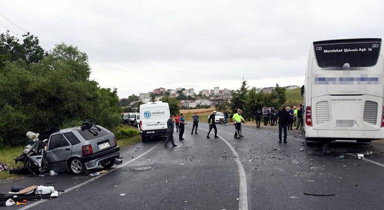 Tekirdağ’da feci kaza Sürücüsü öldü, eşi ve 2 çocuğu yaralandı