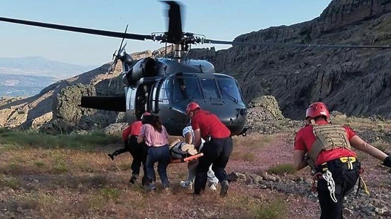 Askeri helikopter kayalıklardan düşen Yaprak için havalandı