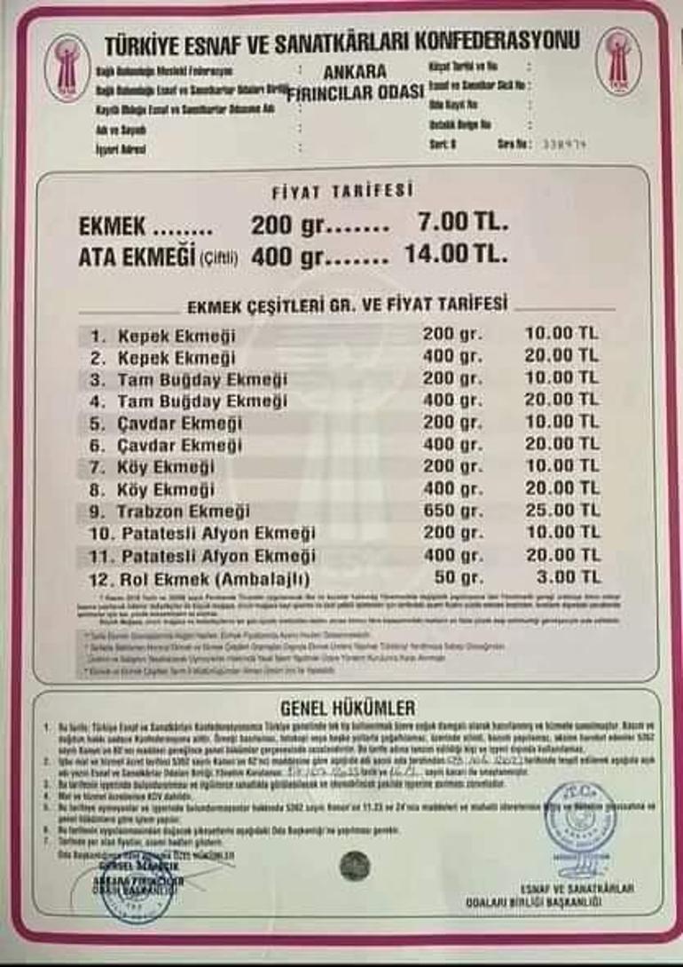 Ankarada ekmeğin fiyatı 7 lira oldu