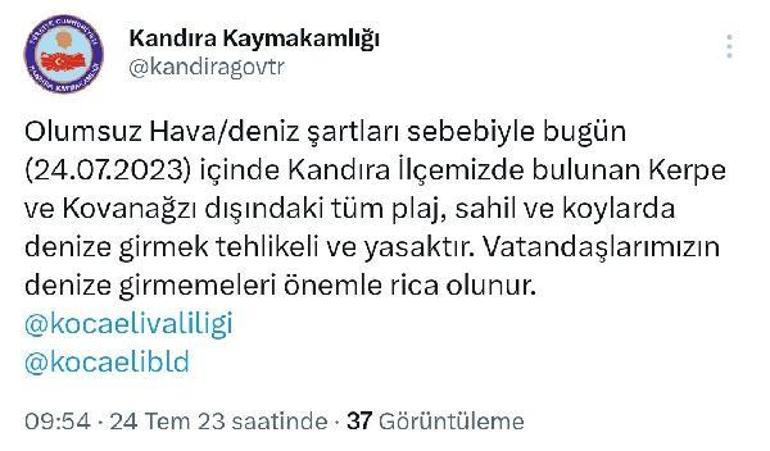 Kandırada 2 plaj dışında denize girmek yasaklandı