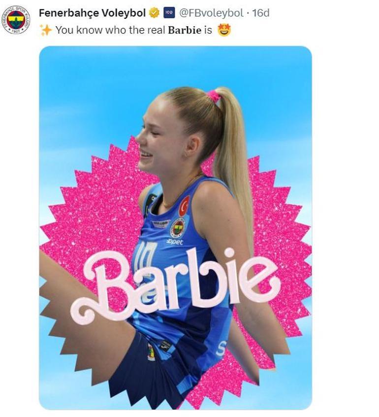Fenerbahçede Arina için Barbie paylaşımı