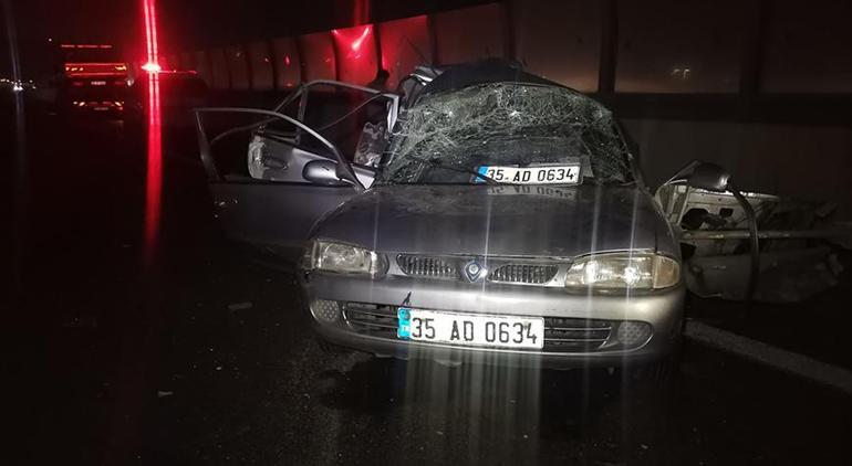 İzmirde can pazarı Kamyon yolun ortasında duran otomobile çarptı