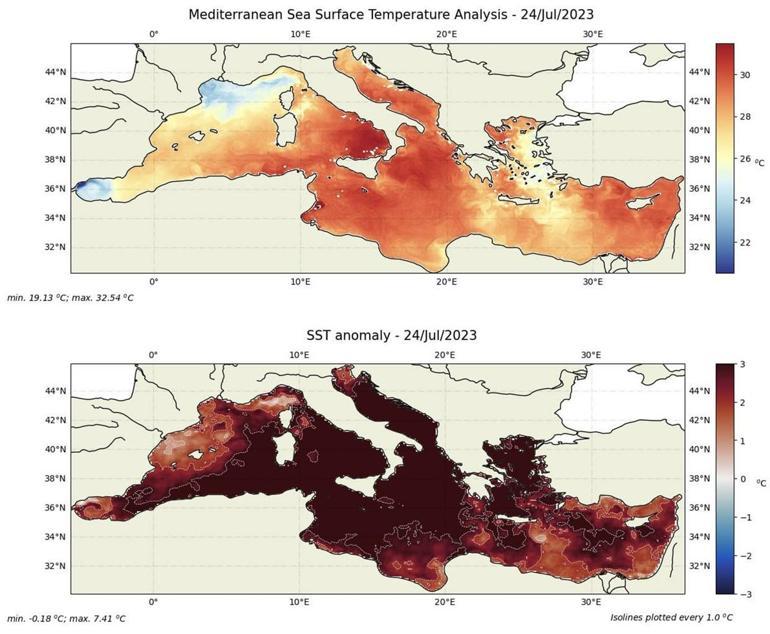 Akdenizde rekor Yüzey suyu sıcaklığı 28,4 dereceye çıktı