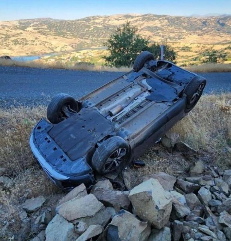 Yola çıkan yılanı ezmemek için direksiyonu kırdı, aracı takla attı