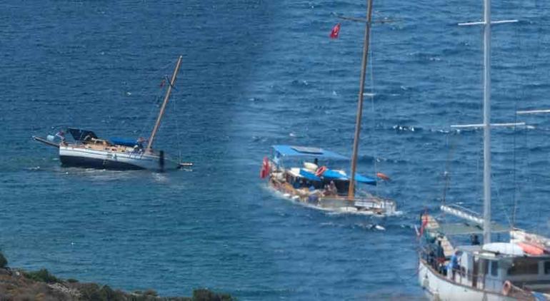 Bodrumda kayalıklara oturan gulet battı 3 kişi ölümden döndü