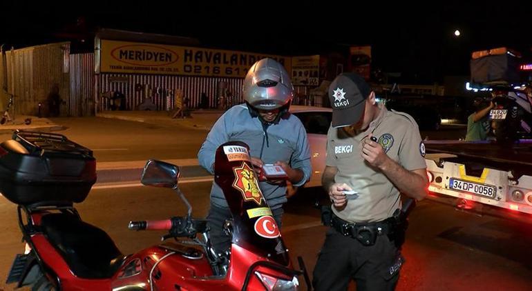 İstanbulda motosiklet sürücülerine denetim Gece bekçileri de destek verdi