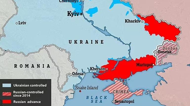 18 aylık Rus işgalinin özeti Harita sürekli değişti, kuzeyden güneye savaş