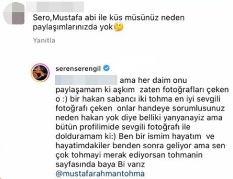 Seren Serengilden takipçisine cevap: Handeye soruyor musunuz neden Hakan yok diye