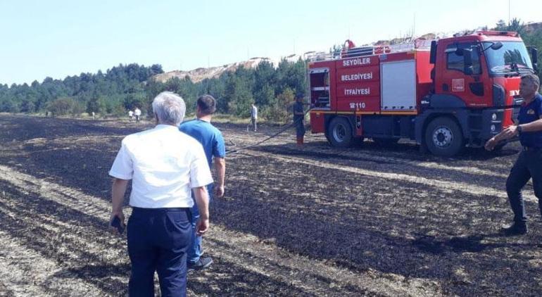 Balya yapımı sırasında yangın 17 dönüm arazi zarar gördü