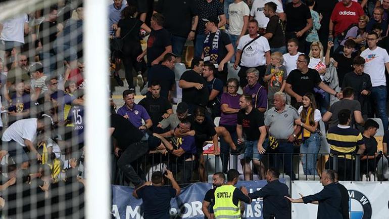 Maribor taraftarları skandala imza attı Fatura Fenerbahçe tribününe kesildi: Stadyumu terk edin