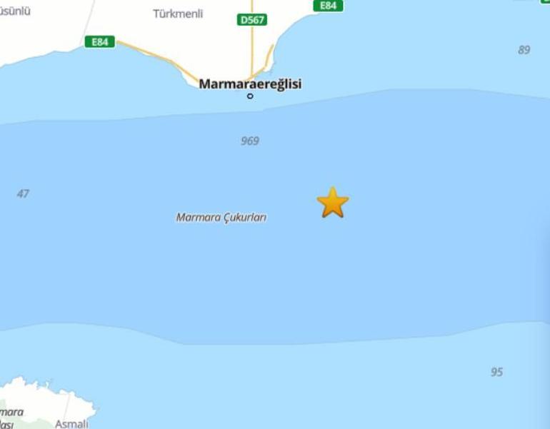 AFAD duyurdu Marmara Denizi Tekirdağ açıklarında deprem