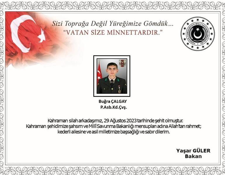 MSB acı haberi duyurdu: Araç kazası sonucu 1 asker şehit oldu