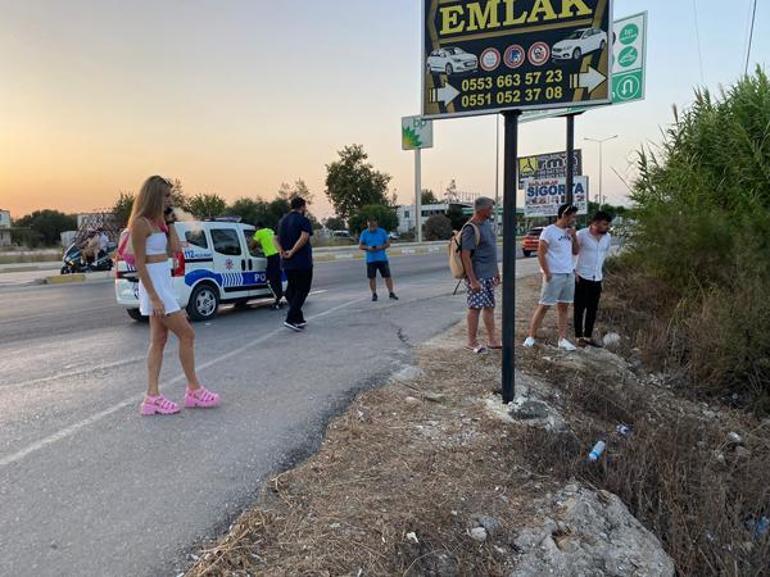 Antalyada spor arabası sulama kanalına düşen Ukraynalı kadın şoka girdi