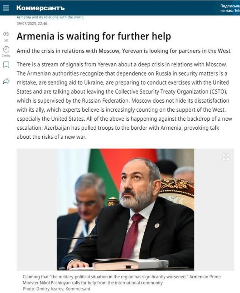 Ermenistan umudunu ABDye bağladı Rus basının hedefinde Paşinyan var