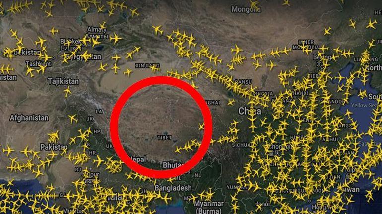 Harita bomboş, üzerinde neredeyse hiç uçak yok Tibetin az bilinen 3 ilginç sırrı